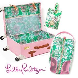Lilly suitcase case set NEW Includes spinner suitcase, shoe bag, and luggage tag